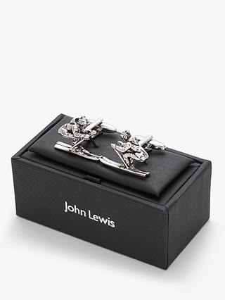 John Lewis Skier Cufflinks, Silver
