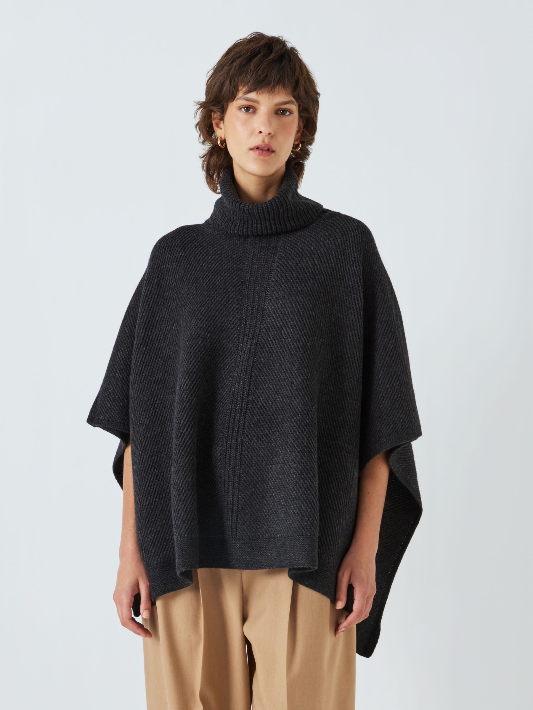 John Lewis Knitted Cape, Charcoal at John Lewis & Partners