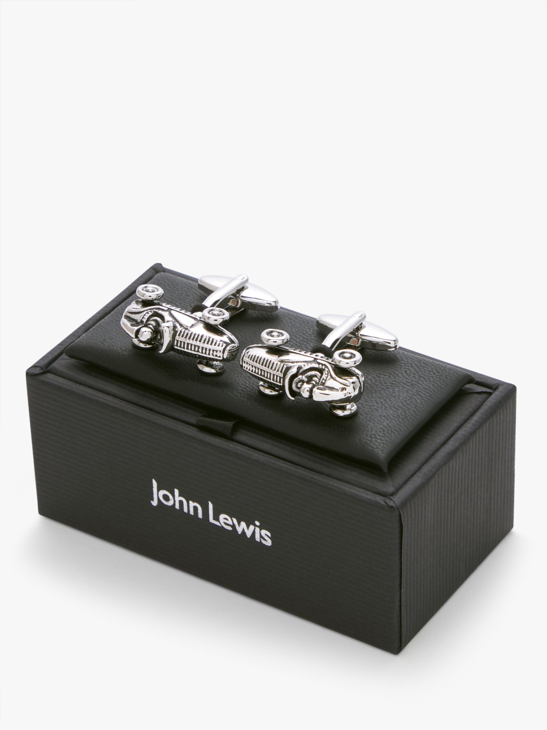 John Lewis Vintage Racing Car Cufflinks, Silver