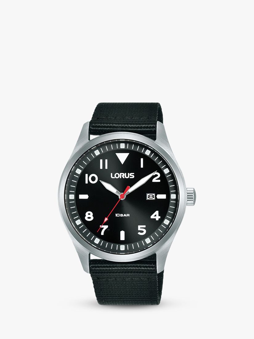 Lorus Men's Sunray Dial Nato Strap Watch, Black