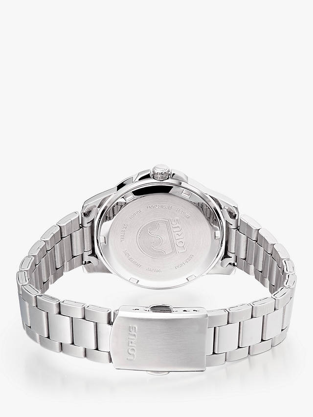 Lorus Women's Sports Patterned Dial Bracelet Strap Watch, Silver/Blue