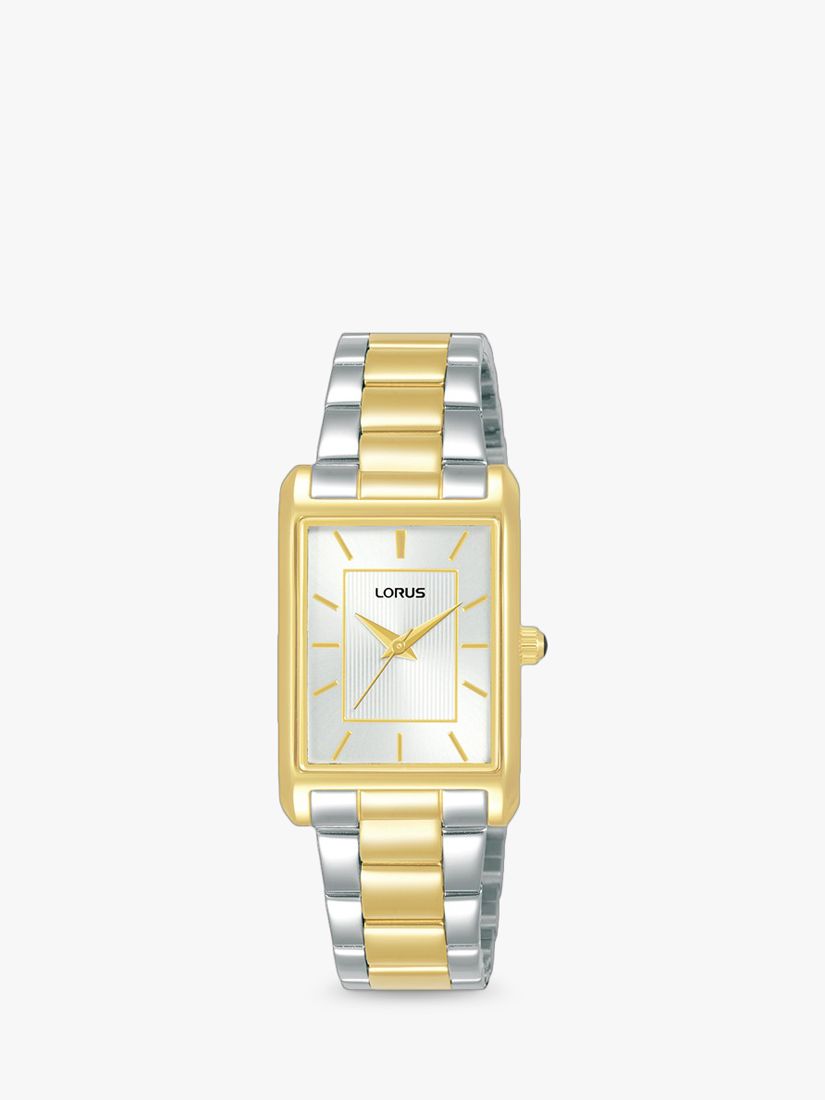 Lorus RG286VX9 Women's Rectangular Dial Bracelet Strap Watch, Gold/Silver