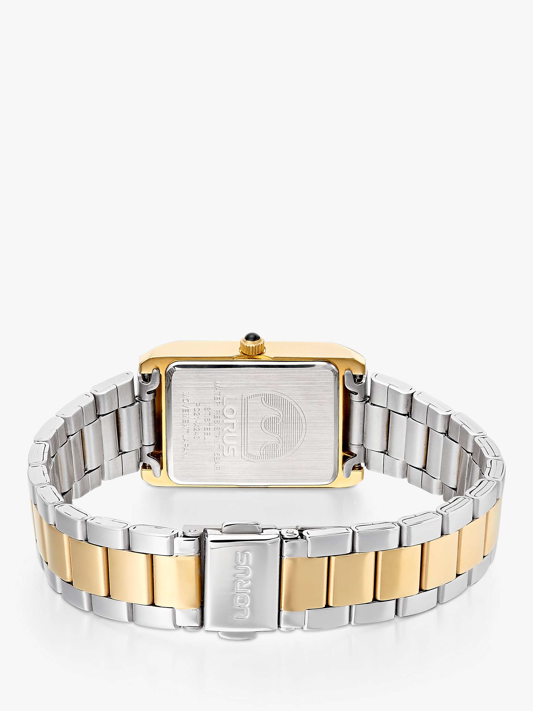 Buy Lorus RG286VX9 Women's Rectangular Dial Bracelet Strap Watch, Gold/Silver Online at johnlewis.com