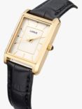 Lorus Women's Rectangular Dial Leather Strap Watch, Black RG290VX9