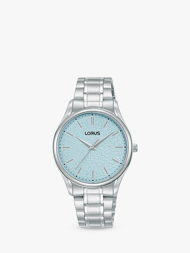 Lorus Women's Moon Surface Dial Bracelet Strap Watch, Silver/Blue