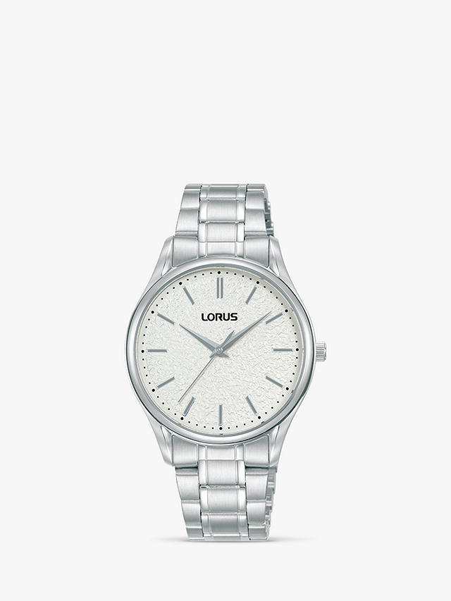 Lorus Women's Moon Surface Dial Bracelet Strap Watch, Silver/White