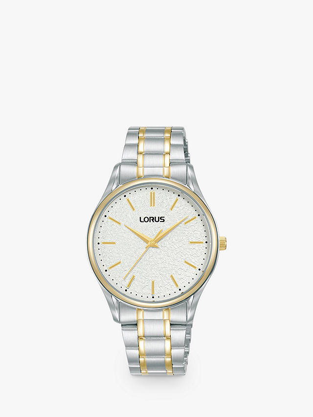 Lorus Women's Moon Surface Dial Bracelet Strap Watch, Silver/Light Gold