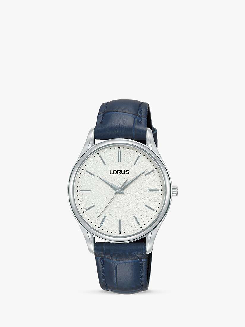Buy Lorus RG221WX9 Women's Moon Surface Dial Leather Strap Watch, Blue Online at johnlewis.com