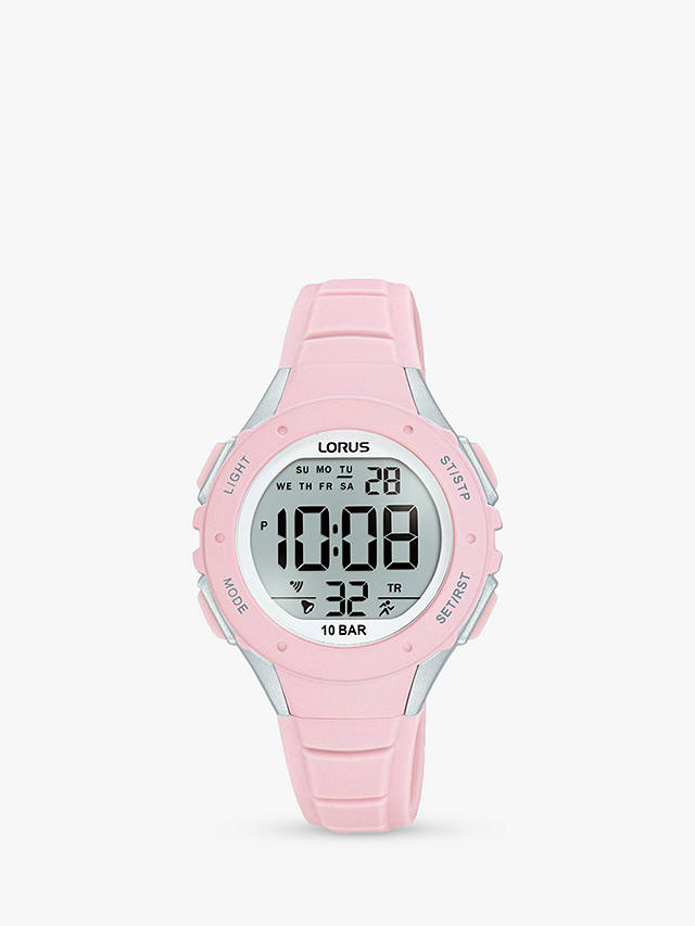 Lorus Kids' Digital Plastic Strap Watch, Light Pink