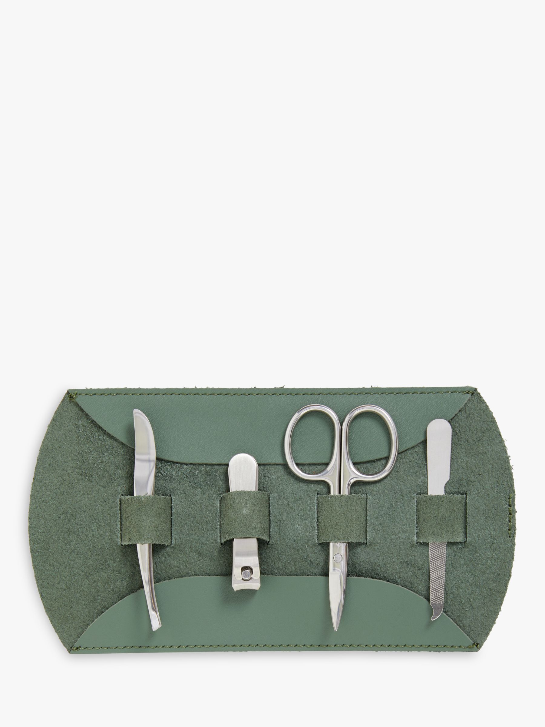 John Lewis Leather Manicure Set, Green 4