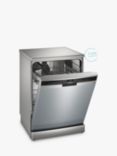 Siemens iQ300 SN23Hi00KG Freestanding Dishwasher, Silver Inox