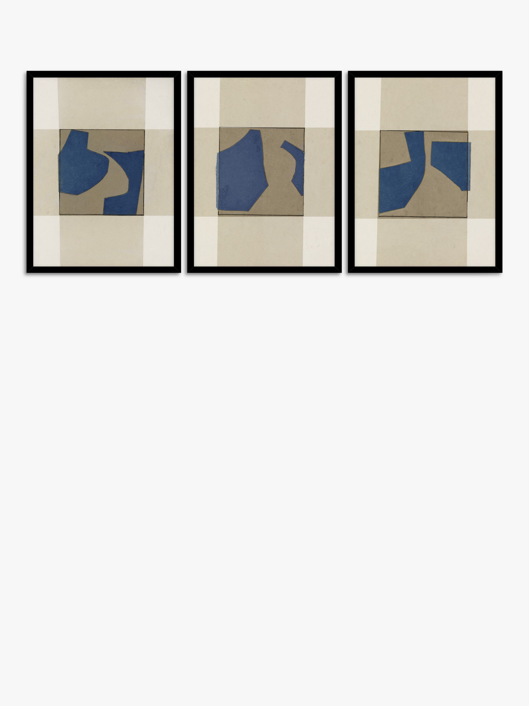 Cartissi Studio - 'Blowing' Framed Print, Set of 3, 42 x 32cm, Blue