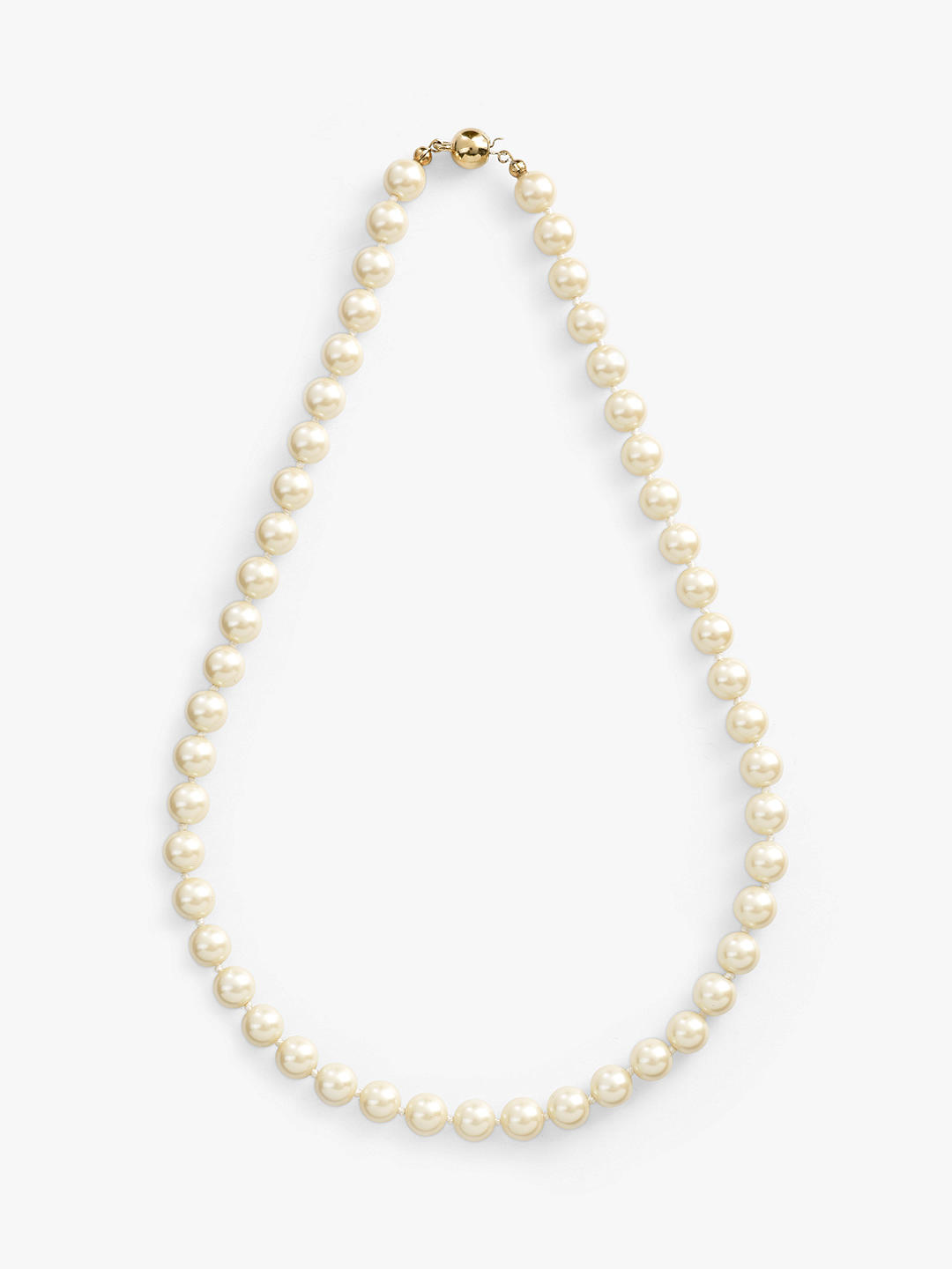Eclectica Vintage Single Row Faux Pearl Necklace, Cream/Gold