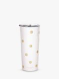 kate spade new york Dot Stainless Steel Travel Mug, 709ml, White/Gold