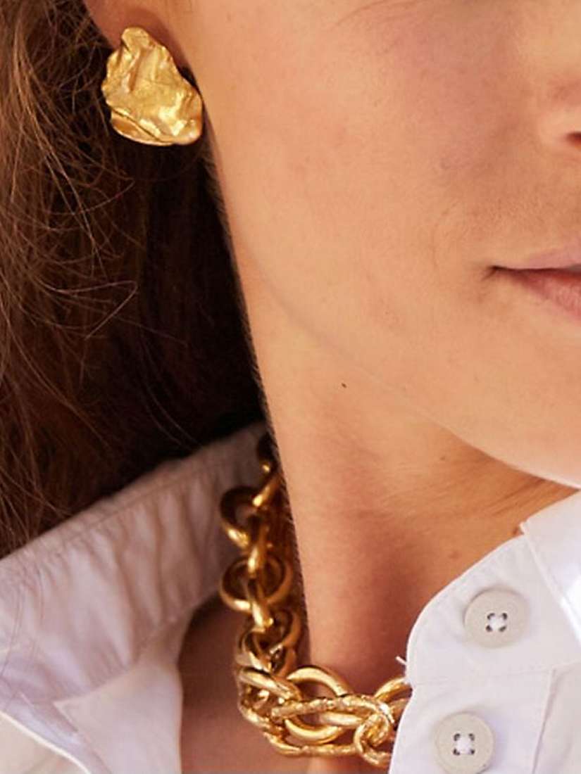 Buy Deborah Blyth Fold Stud Earrings, Gold Online at johnlewis.com