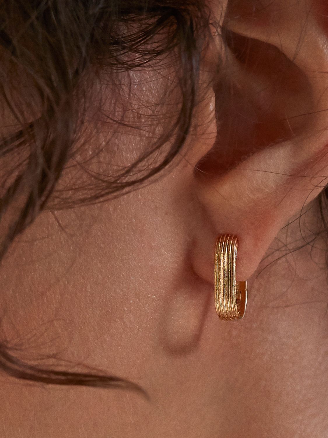 Buy Monica Vinader Groove Baroque Pearl Huggie Earrings, Gold Online at johnlewis.com