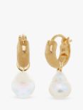 Monica Vinader Siren Pearl Huggie Hoop Earrings, Gold