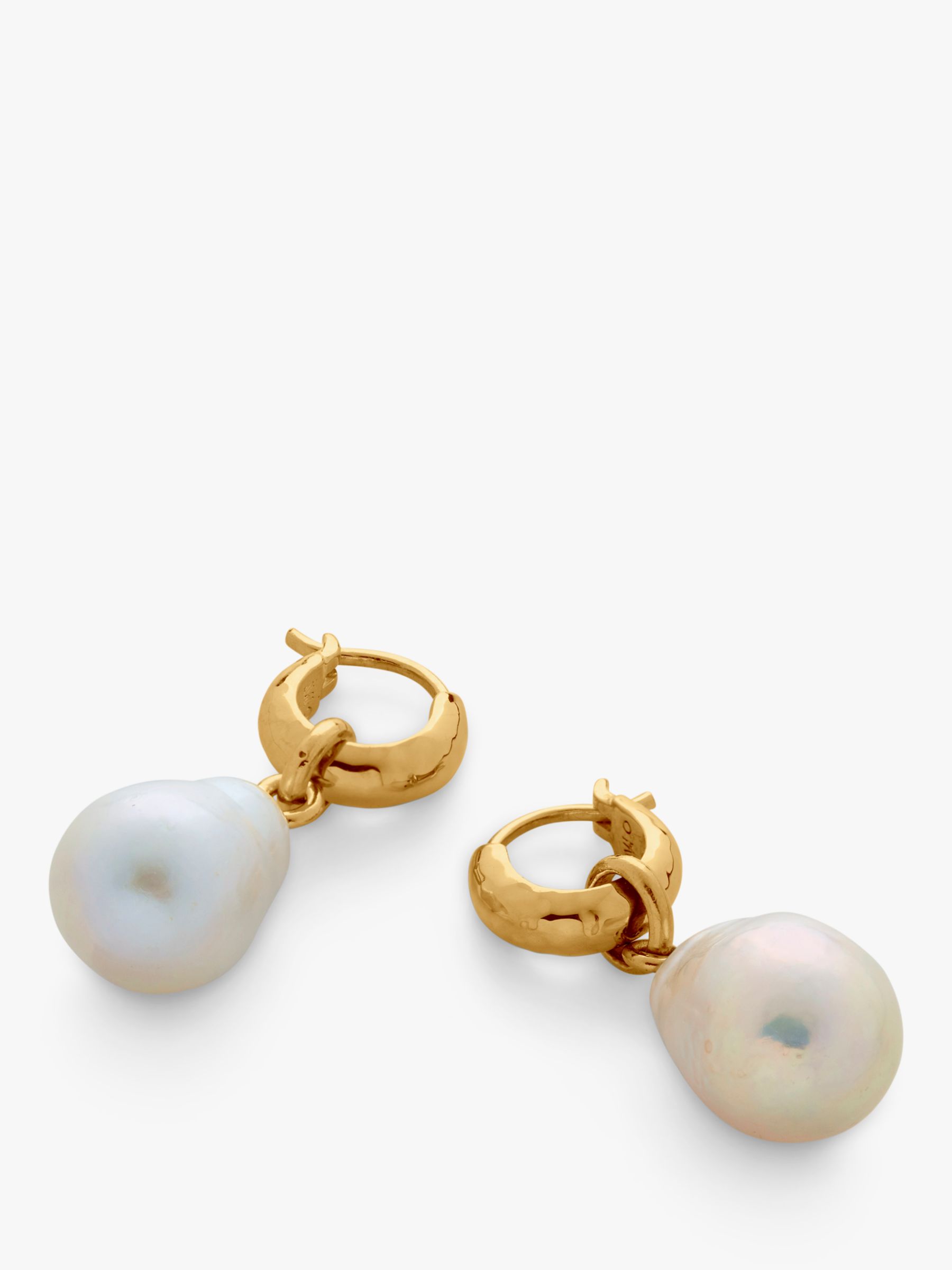 Buy Monica Vinader Siren Pearl Huggie Hoop Earrings, Gold Online at johnlewis.com