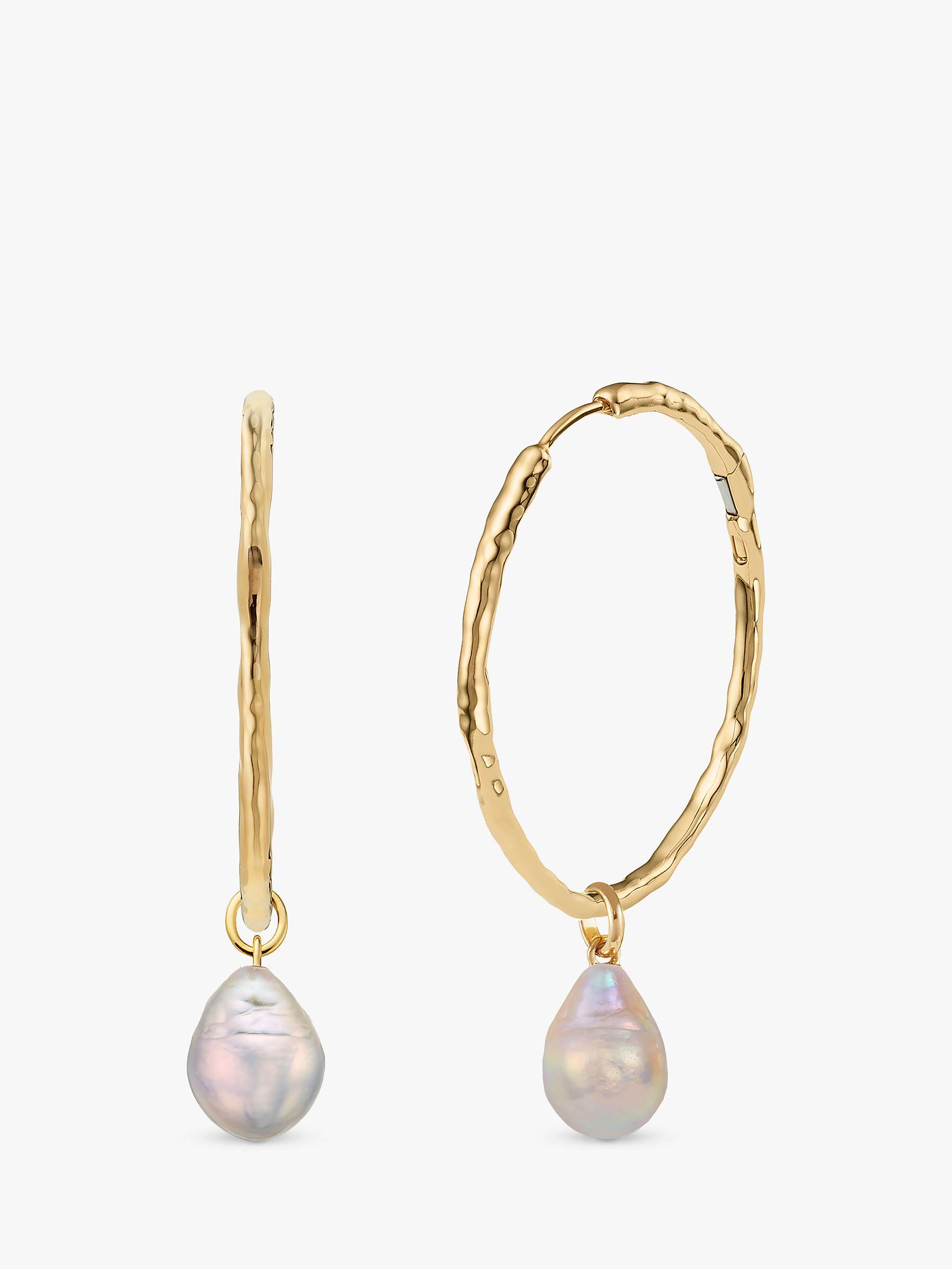 Buy Monica Vinader Large Hoop Pearl Earrings, Gold Online at johnlewis.com