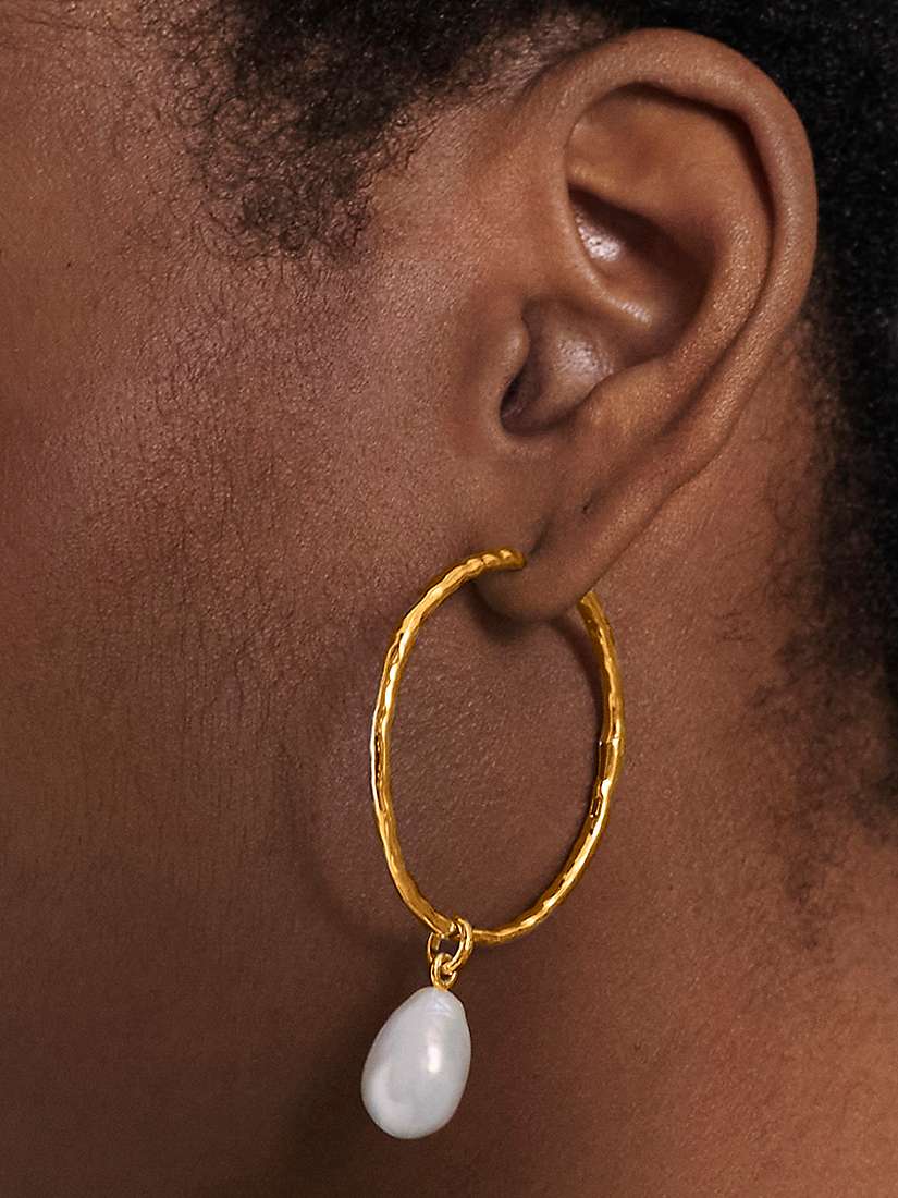 Buy Monica Vinader Large Hoop Pearl Earrings, Gold Online at johnlewis.com