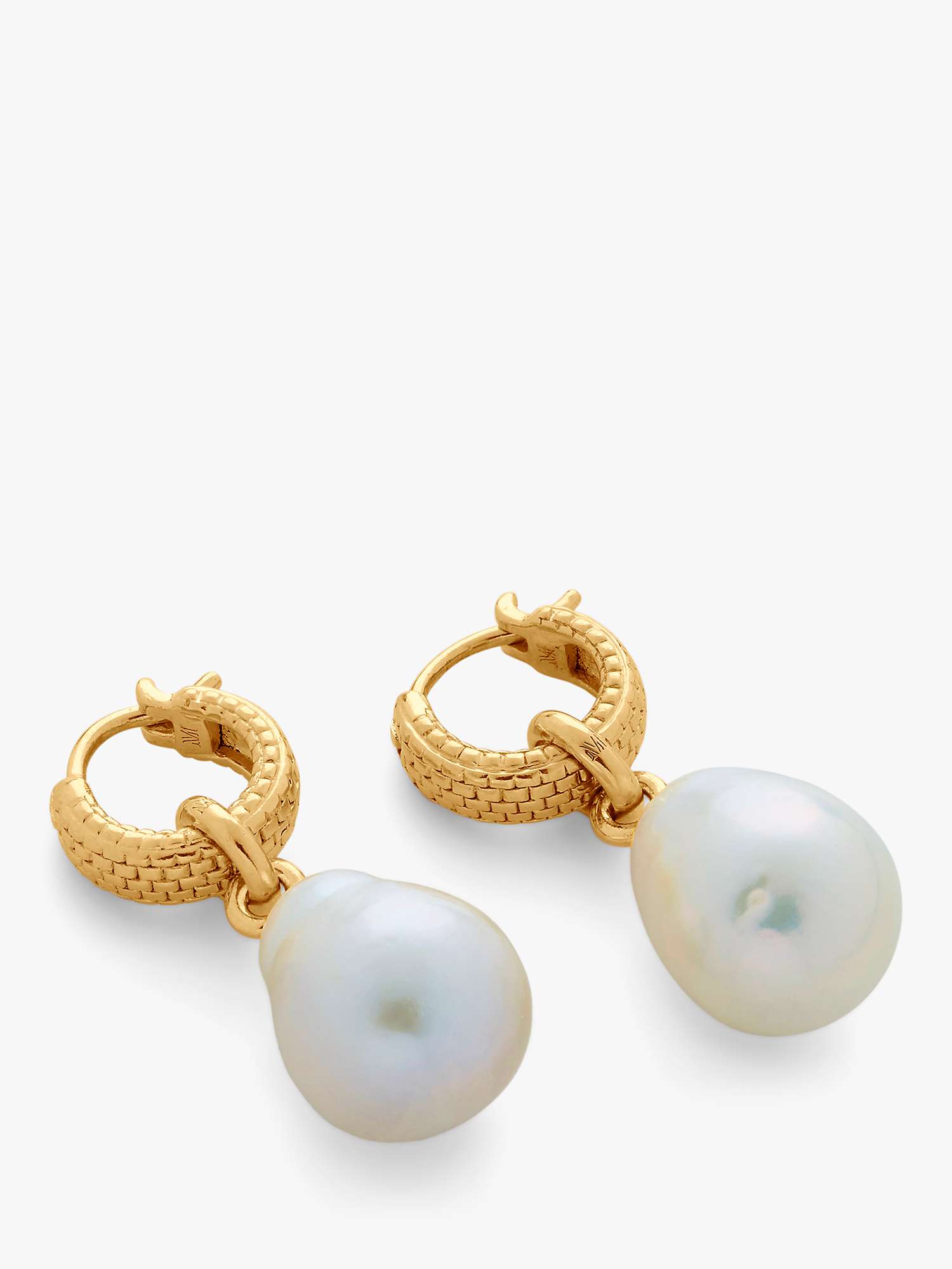 Buy Monica Vinader Baroque Pearl Heirloom Huggie Earrings, Gold Online at johnlewis.com