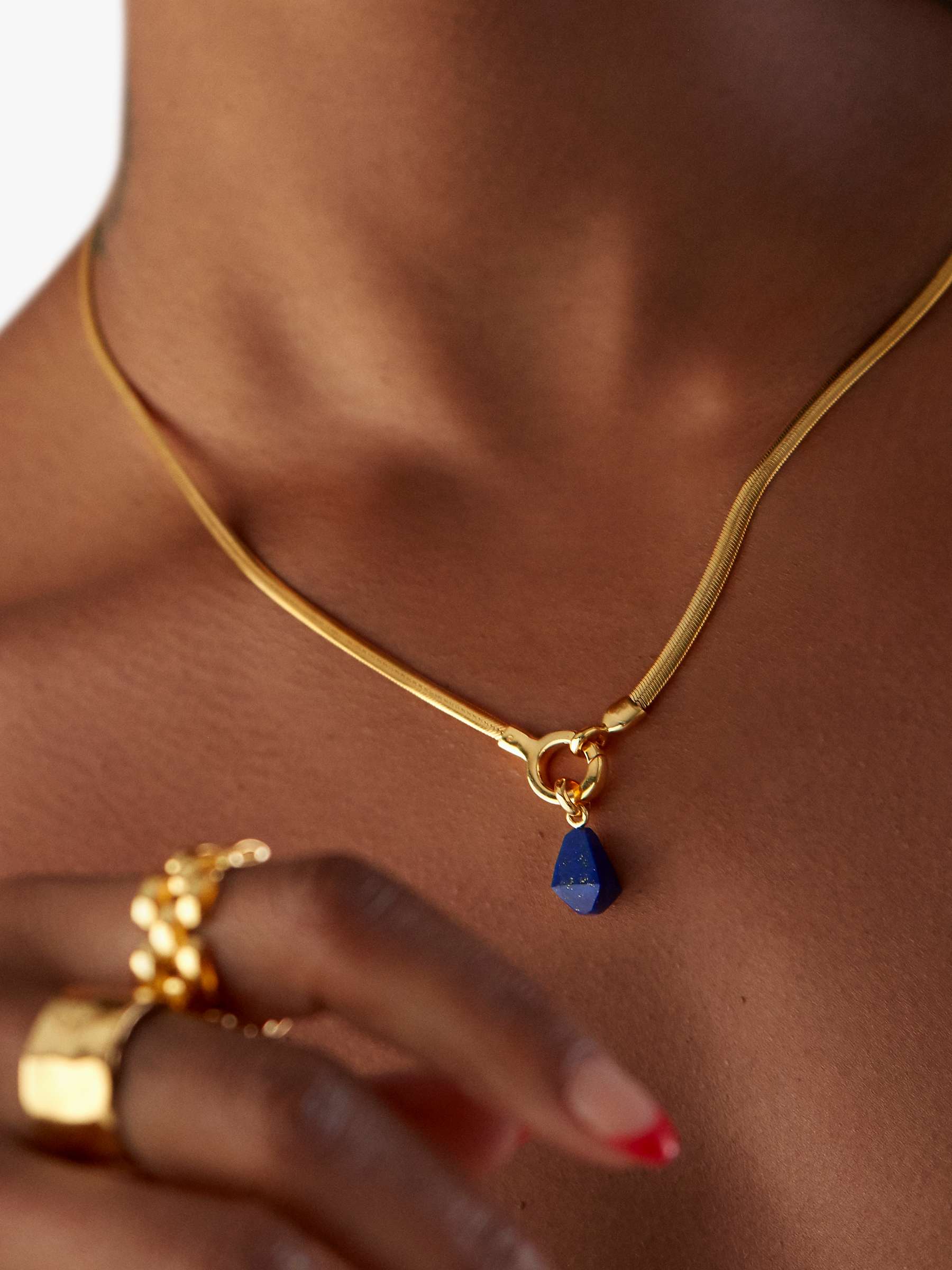 Buy Monica Vinader Lapis Snake Chain Pendant Necklace, Gold/Blue Online at johnlewis.com