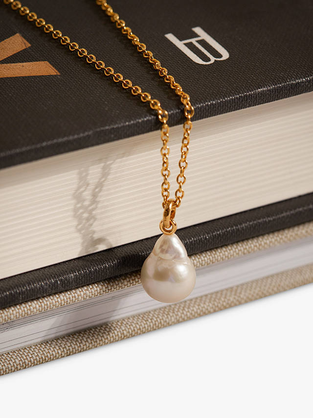 Monica Vinader Nura Pearl Pendant Necklace, Gold