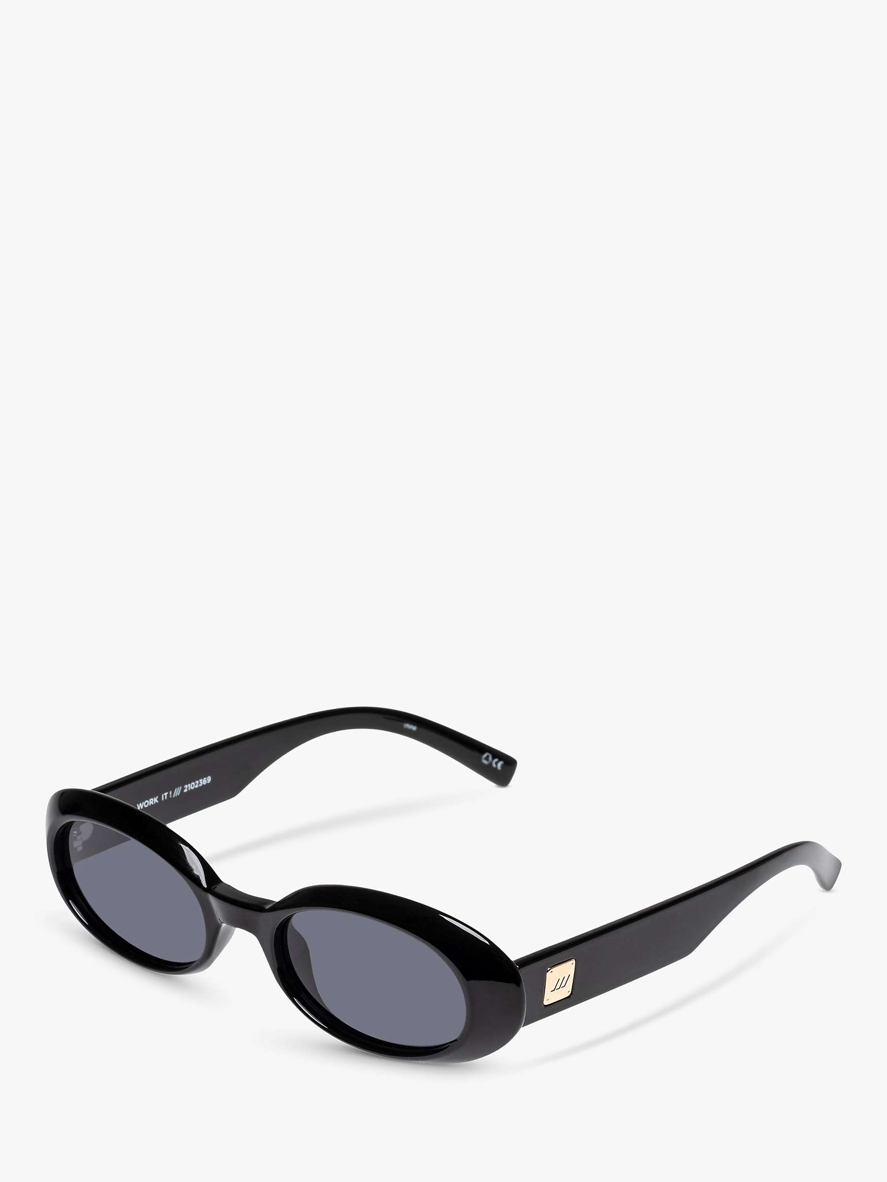 Le Specs L5000187 Women's Work It Oval Sunglasses, Black/Grey at John ...
