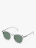 Le Specs L5000179 Unisex Bandwagon Polarised Round Sunglasses, Clear/Green