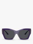 Versace VE4452 Women's Irregular Sunglasses, Transparent Purple