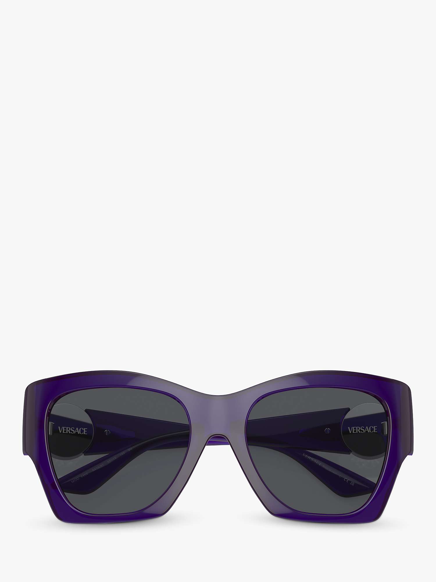 Buy Versace VE4452 Women's Irregular Sunglasses, Transparent Purple Online at johnlewis.com