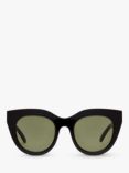 Le Specs Women's Air Heart Cat's Eye Sunglasses, Black