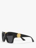 Versace VE4452 Women's Irregular Sunglasses, Black/Grey