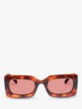Le Specs L5000174 Women's Oh Damn Rectangular Sunglasses, Tortoise/Pink