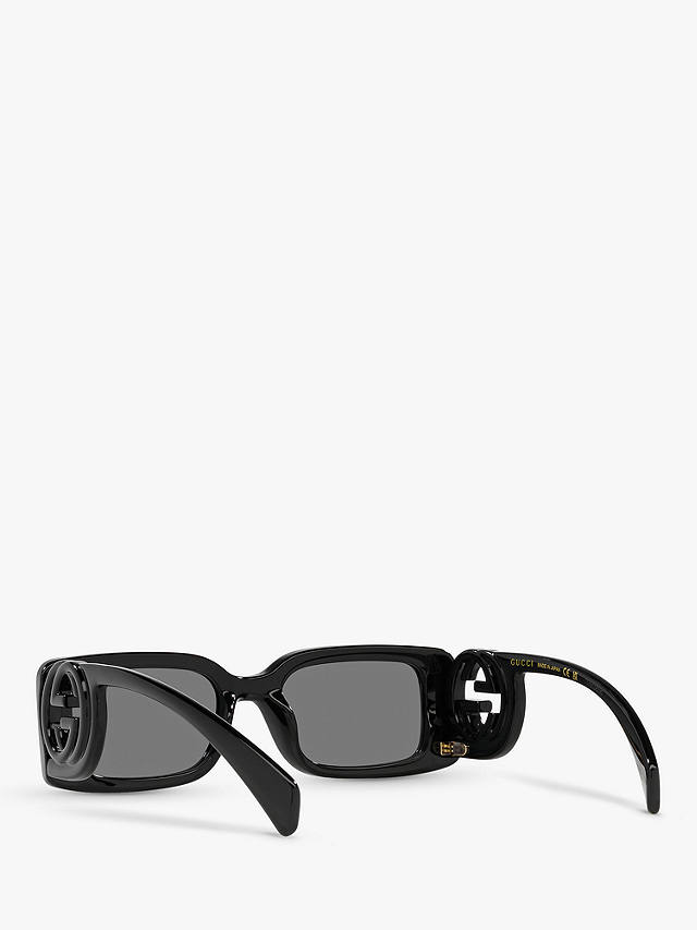 Gucci GG1325S Women's Rectangular Sunglasses, Black/Grey