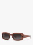 Ray-Ban RB4395 Women's Kiliane Polarised Rectangular Sunglasses, Transparent Brown