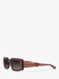 Ray-Ban RB4395 Women's Kiliane Polarised Rectangular Sunglasses, Transparent Brown