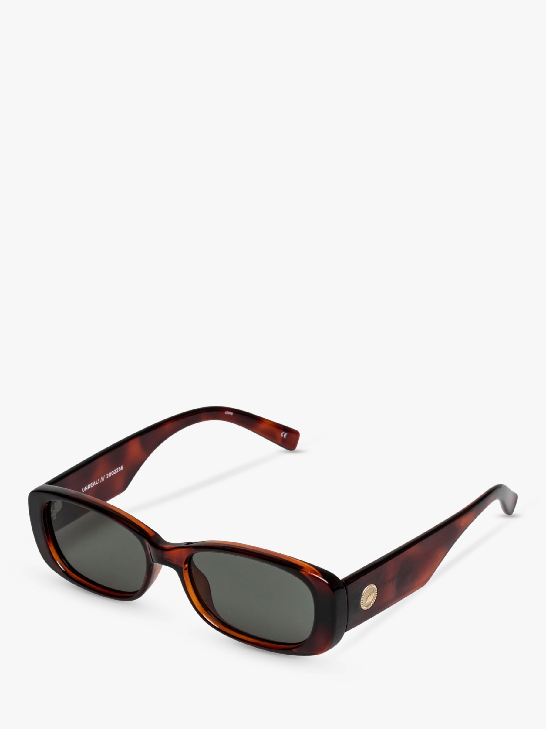Le Specs Women's Unreal Rectangular Sunglasses, Tortoise/Green L5000164