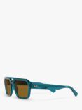 Ray-Ban RB4397 Men's Corrigan Polarised Irregular Sunglasses, Transparent Blue