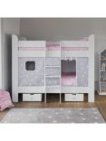 Great Little Trading Co Paddington Bunk Bed with Stardust Bed Curtain, Single, White/Grey