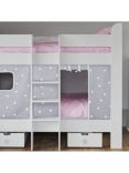 Great Little Trading Co Paddington Bunk Bed with Stardust Bed Curtain, Single, White/Grey