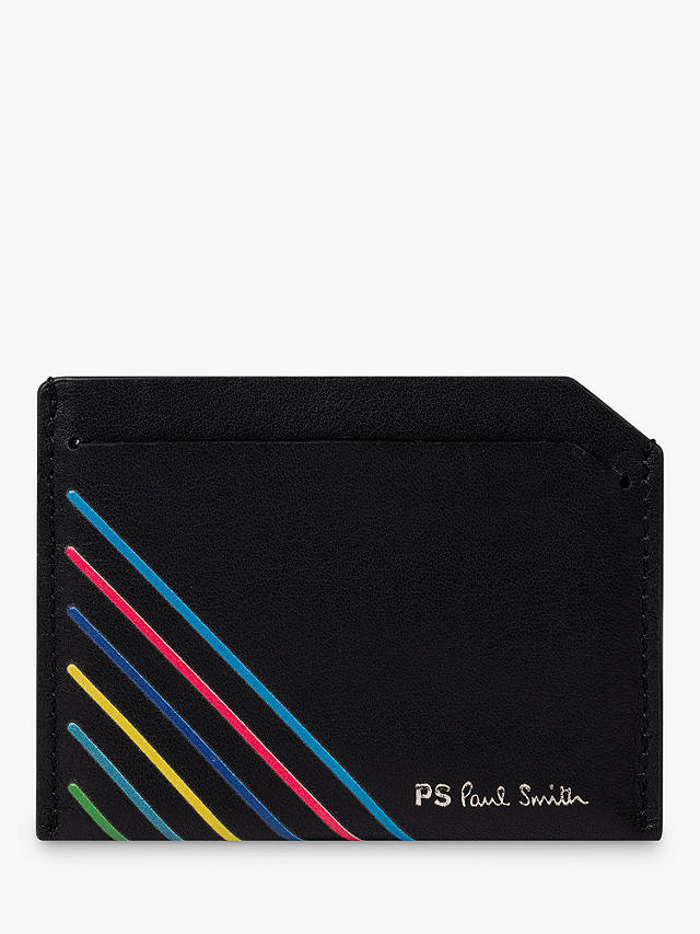 Paul Smith Stripe Leather Card Holder, Black