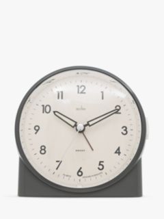 Acctim Grace Non-Ticking Sweep Analogue Alarm Clock, Grey