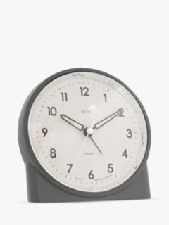 Acctim Grace Non-Ticking Sweep Analogue Alarm Clock, Grey