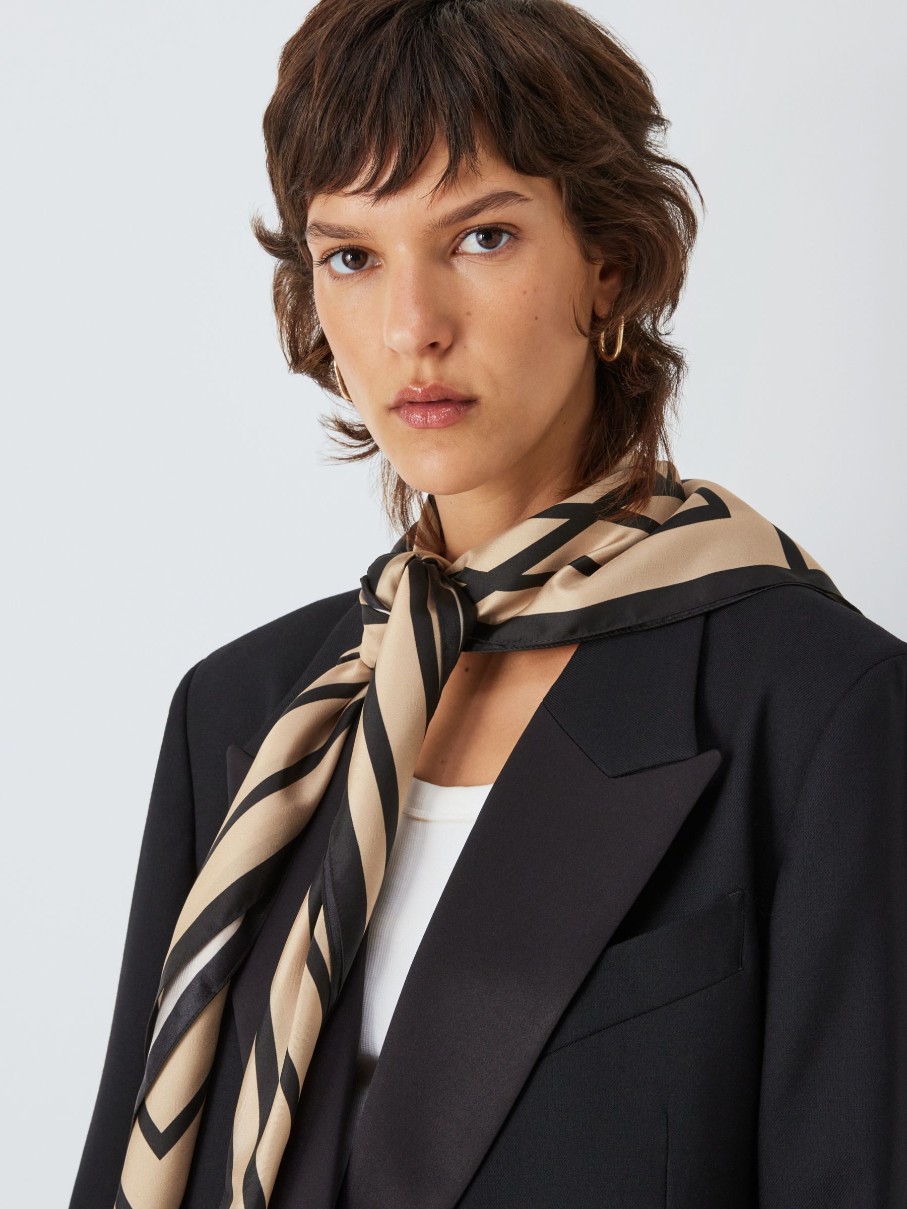 Aspinal of London Signature Shield Silk Square Scarf, Navy/Gold at John  Lewis & Partners