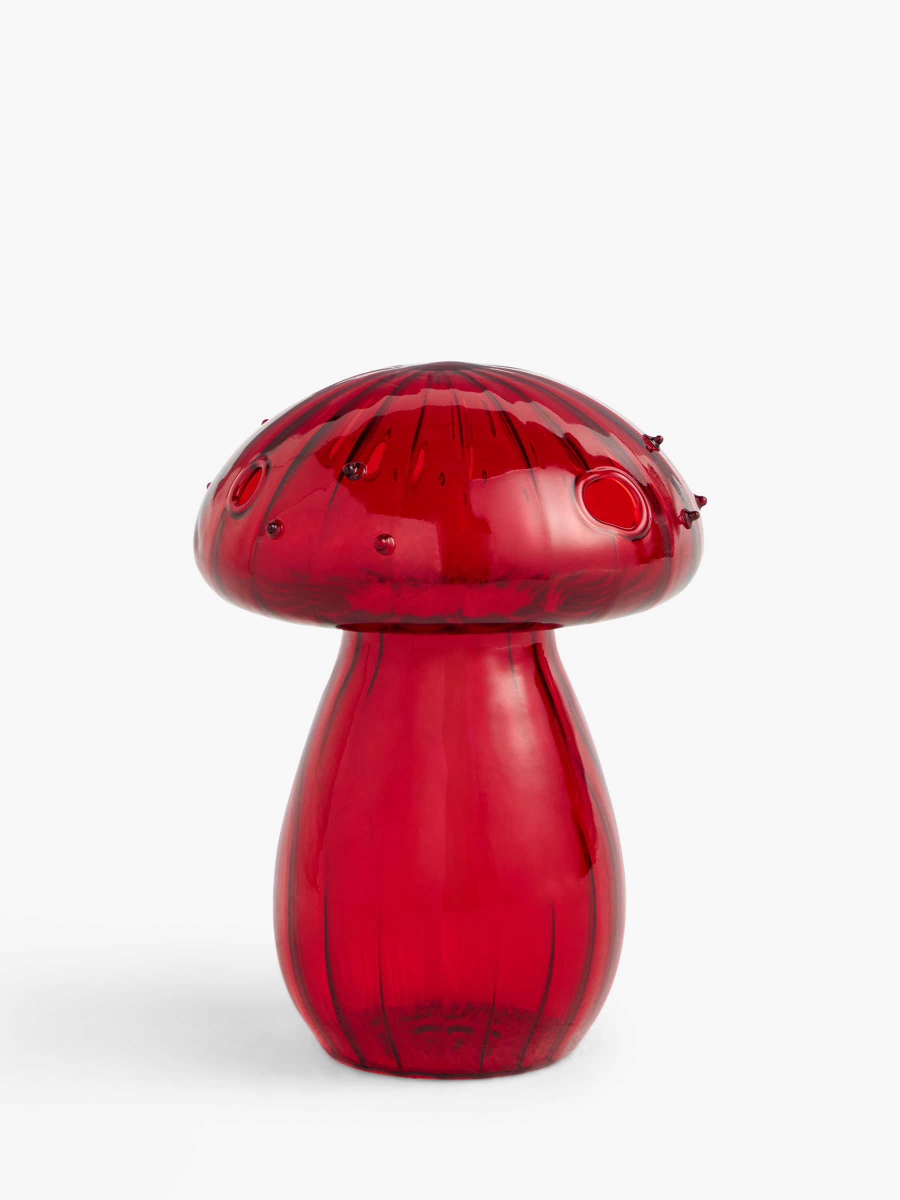 John Lewis Christmas Cottage Transparent Mushroom Decoration, Red, Small