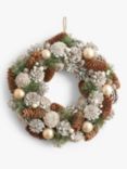 John Lewis Winter Fairytale Pine Cone and Bauble Wreath, Champagne