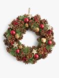 John Lewis Royal Fairytale Pine Cone and Bauble Wreath, Red