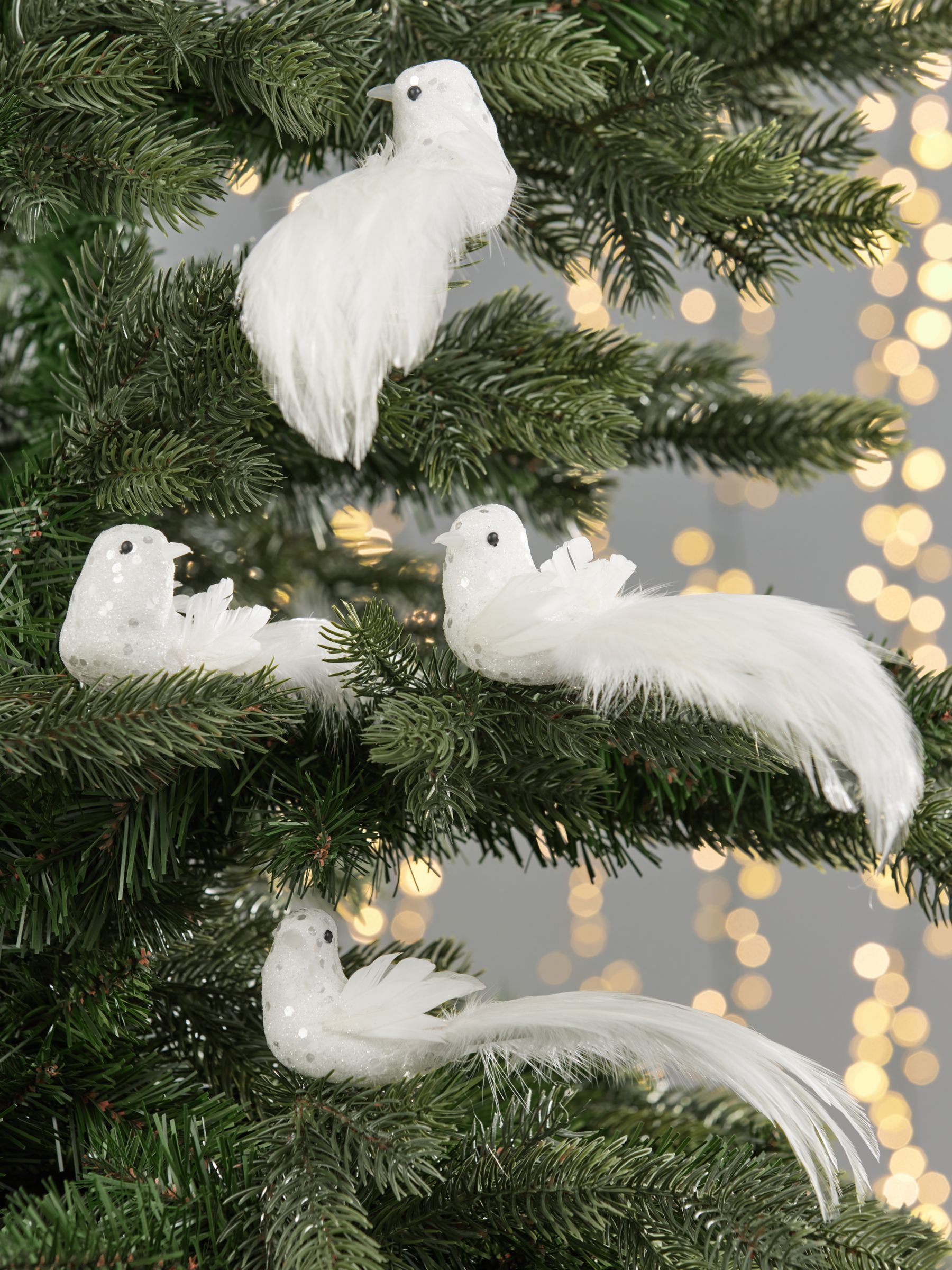 John Lewis Polar Planet Doves Clip On Tree Decorations, Pack of 4