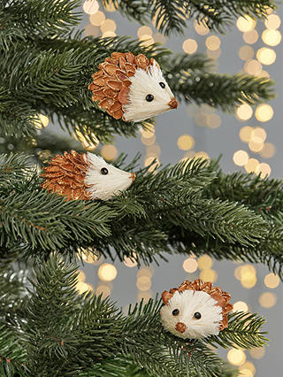 John Lewis Christmas Cottage Hedgehog Tree Decoration, Box of 3